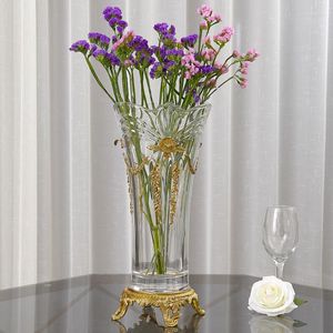 花瓶輸入されたクリスタルガラス象眼細工銅花瓶の花の配置装飾リビングルームの入り口ソフトな装飾装飾品
