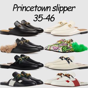 En iyi tasarımcı Princetown Terlik Orijinal deri katır kadın kadife şanslı ayakkabılar baskılı bal metal zinciri rahat rahat ayakkabılar dantel yukarı yarım terlik kutu ile