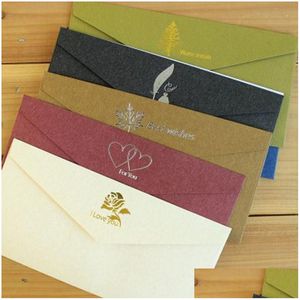 Sacos de embalagem Vintage Bronze Convites Cartões Envelope Papel Kraft Cartão de Convite de Negócios Envelopes Convites de Festas Personalizados Dhohk