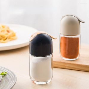 Garrafas de armazenamento potes de especiarias de vidro fofas com tampa de sal e pimenta os organizadores de tempero Herbs Soy Molue Oil Bottle Kitchen Gadgets