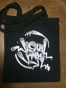 Sacchetti per la spesa 100 pezzi / lotto Custom Design Silkscreen stampato Casul Canvas Black CottonTote Bag Company Fashion