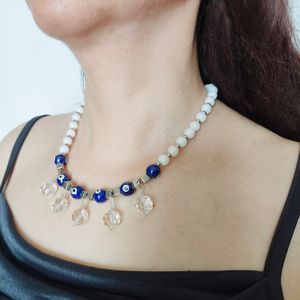 2023 Nuovo in Clear Ball Ciondolo Charms Collana a catena Girocollo y2k Catene di perline blu estetico per ragazze da donna Accessori per gioielli da donna Regali Bijoux