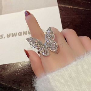 Band Rings Jwer Silver Color Wedding Rings for Women New Trendy Elegant Charming Sparkling Butterfly Zircon Bride Jewelry Gifts J230531