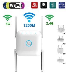 Routers 1200Mbps Wifi Repeater Router Extender 5G 2.4G Wifi Mini Wifi Long Range 2.4G Wi Fi Booster WiFi Signal AP WPS Eesy Setup