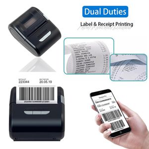 Skrivare Bluetooth Portable Label Printer Pocket Roll Kvitto Skrivare Billig klistermärke för beställning Mat Thermal Android iOS Store