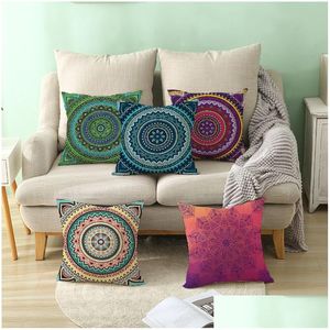 Federa per cuscino Boho Style Print Er Mandala Pattern Soft Peach Skin Cuscino per divano Bohemian 40 Designs Dbc Drop Delivery Home Garden Texti Dhbht