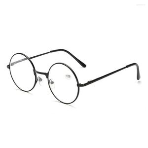 Sunglasses Frames Fashion Metal Reading Glasses Retro Round Frame Eyewear Women Men Ultra Light Resin Eyeglasses Magnifying Vision Care 1.0-