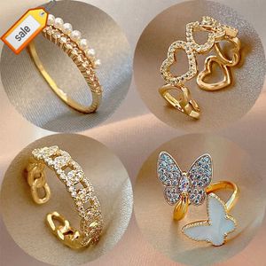 2023 günstige 18k Gold Überzogene Schmuck Punk Finger Geometrische Twisted Wide Band Offene Einstellbare Ringe Für Frauen Bijoux Femme geschenke