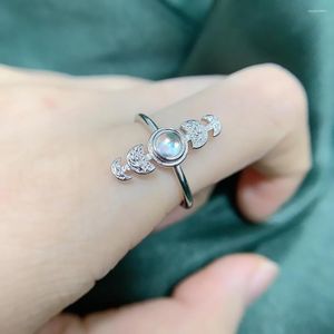 Cluster Rings Simple Vintage Semi-precious Moonstone For Woman Man Crescent & Full Moon White Gold Color Birthday Fashion Jewelry KCR229