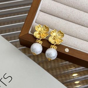 Dangle Earrings Minar Luxury Oversize Simulated Pearl Pendant Earring For Women Female Gold Color Metal Flowers Long Drop Party Jewelry