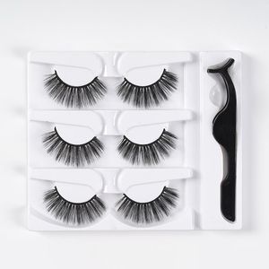 Werkzeuge 3 rechts/Packung 3D Natural Grafting Magnetische falsche Wimpern Ferromagnetische Wimpern klebstofffreies selbstklebendes Set mit Pinzette