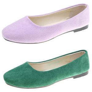 Fashionable candy colored flat bottomed work shoes greenyellow gray comfortable suede cloth faced women's shoes, student shoes