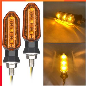 New 2Pcs Motorcycle Universal 3 LED Turn Signals Short Turn Signal Lights Indicator Blinkers Flashers Amber Color