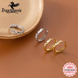 Trustdavis 925 Sterling Silber Minimalismus Geometrische Facettierte Hoop Ohrring Für Mode Frauen Männer Mode Punk Edlen Schmuck DA2679