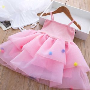 Girl's Dresses Girls Colorful Ball Sling Dress 2023 Summer New Children Fantasy Princess Dress Sweet Mesh Dress for Girls 5 Years Old AA230531