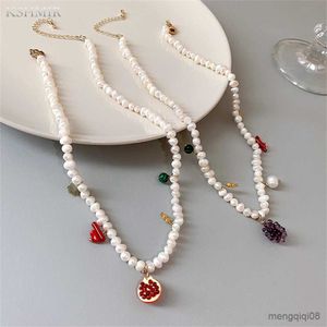 Collane con ciondolo Barlock Perla d'acqua dolce naturale Collana a forma di cuore Frutta Girocollo femminile Catena Ragazza Gioielli Regalo