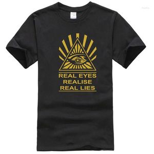 Erkek Tişörtleri Gerçek Gözler Yalanları Anlar Erkekler T-Shirt Illuminati Komplosu Hepsi Görme Gözü