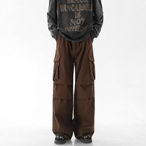 Платья Японские ретро кофейные брюки-карго мужские плиссированные прямые брюки Cityboy модная уличная одежда винтажные брюки для мытья полов белые