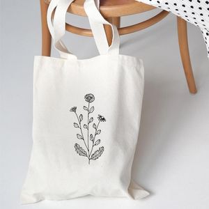 Borse per la spesa Floral Wild Womans Canvas Tote Spalla Estetica Eco Borsa riutilizzabile Borsa da viaggio scolastica letteraria Regalo per le donne