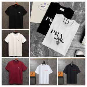 Projektanci moda męska t shirt znane marki odzież męska czarne białe koszulki bawełniane wokół szyi z krótkim rękawem damska Casual hiphopowy sweter Tshir PRAU #