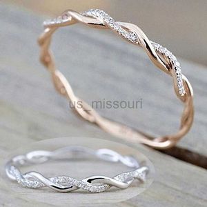 Bandringar 1pc Delikat guld silverfärg Twined Vine Infinity Rings for Women Simple Fashion White Zircon Bridal Engagement Wedding Ring J230531