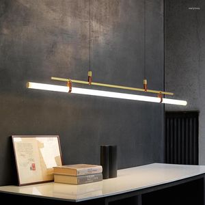 Chandeliers Light LED Pendant Lamp Dining Room Chandelier Minimalist Office Nordic Study Long Strip Modern Wallpapers For Living