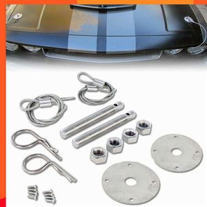 New New Universal Racing Style High Quality Durable Fashion Stainless Steel Practical Mount Hood Pin Plate Bonnet Lock Set#294576