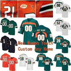 Miami Hurricanes Futbol Forması 47 Michael Irvin 1 Mark Walton 46 Clive Walford 35 Vernon Carey Jr College Erkek Kadın Gençlik Forması