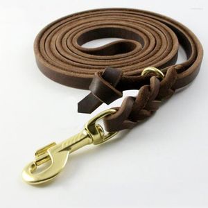 Dog Collars Long Leather Leash For Dogs Braided Pet Training Lead Running Walking Chain Medium Big Animals Bernese Mountain Labrador