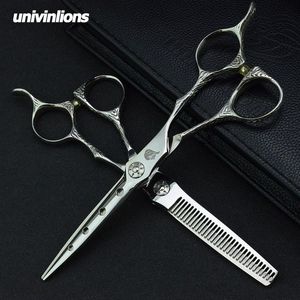 Trimmer univinlions 6" hair scissors black barber clippers barber thinning scissors hairdressing professional barber kit for hairdresser