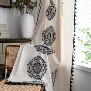Curtain Blackout Curtains For Bedroom Cotton And Linen Printed Bohemian Round Farmhouse Luxury Decor Cutain With Rods Home Decoration