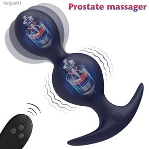 Vuxna leksaker Dual Motor Vibrator Remote Control Anal Plug Butt Plug Anal Bead Female Masturbator Prostate Massager Erotic Sex Toys For Par L230518