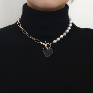 mode kärlek svart fritillär halsband sträng pärla tröja kedja kvinnor med en känsla av design halsband grossist kristna halsband korsfix halsband 01