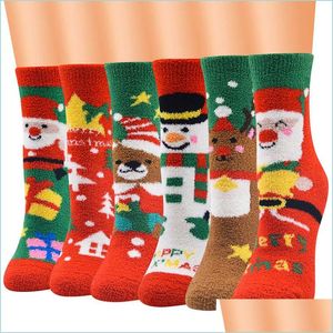 Juldekorationer Nya Socks Series för damer Coral Veet Santa Women Drop Delivery Home Garden Festive Party Supplies DHBVJ