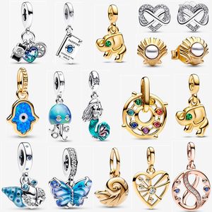 Ny Disne the Little Mermaid Seashell Halsband och örhängen Set Charms för kvinnor Designer smycken DIY Pandora Pendant Armband