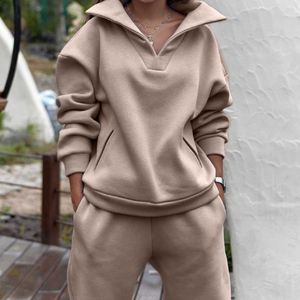 TRACKSUITS Women's Set Plus Wool Sweater Two-Piece Autumn and Winter Casual Ultrafine Solid Women's Sportswear Pants P230531