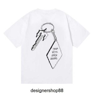 Men's T-Shirts Quality Designer Men's T-shirts Trapstar London Trap Keys Open Doors Tee Cotton Double Yarn Short Sleeve 555