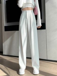 Womens Pants Capris Casual High Waist Loose Wide Leg for Women Spring Autumn Female FloorLength White Suits Ladies Long Trousers 230530