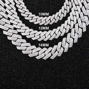 Designer hänge halsband halsband kubanska länk halsband passerar diamanttest 8-14 mm bred gra moissanite guld sterling sier länk kedja för män hiphopkedjor