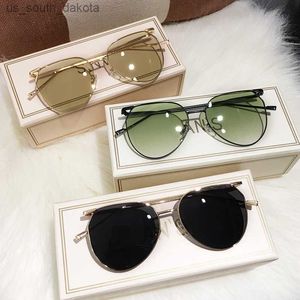 Moda Oversized Pilot Metal Green Sunglasses Women 2021 Brand Design Retro 90s Square Frame Lente Gradient Óculos de sol Shades L230523