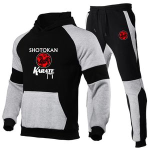 Kostymer Shotokan Karate 2022 Mäns nya lapptäckhuvtryck Trycker Tracksuit Sportwear Sweatshirts Tops+Sweatpants Casual Two Pieces Suit