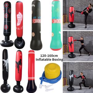 Sand Bag 120-160CM Inflatable Punching Boxing Bag Fitness Training Boxing Sack Thicken Boxing Pillar Tumbler Column Standing Sandbag 230530