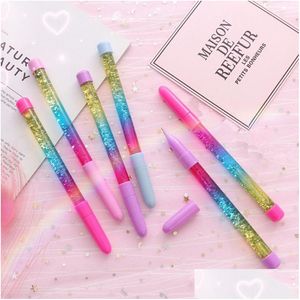 Ballpoint Pens Fairy Stick Gel Gel Blue Black Ink Drift Sand Glitter Cristal Creative Rainbow Ball Girl