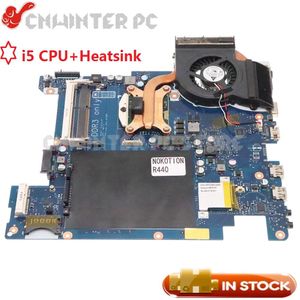 Moderkort Nokotion BA4101230A BA9206876A BA9206876B för Samsung NPR480 R440 Laptop Motherboard Free I5 CPU med kylfläns