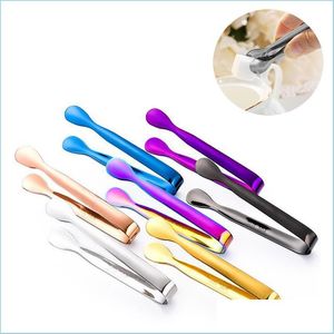 Andra barprodukter Rostfritt stål Kubklipp Ice Tong Bread Food BBQ Clips Barbecue Clamp Tool Kitchen Accessories Drop Delivery Hom DH98Z