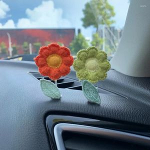 Decorative Flowers Homemade Crochet Car Interior Decoration Funny Shaking Head Flower Ornament Mini Dashboard Decor Dancing