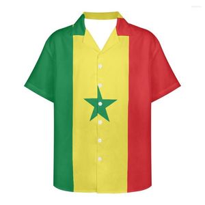 Männer Casual Hemden Senegal Flagge Design Muster Sommer Vintage Mode Kurzarm Hawaii Für Männer Camisa Masculina Urlaub Party