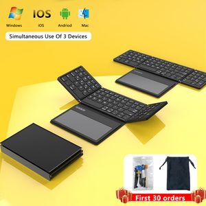 Teclados teclados sem fio Bluetooth dobrável com teclado dobrável de bolso de touchpad Ultra Slim para Windows/Android/iOS/OS/HMS tablet PC