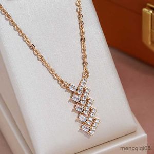 Pendant Necklaces JULYDREAM Full Zircon Rose Gold Color Shape Women Necklace Classic Costume Long Chain Wedding Party Jewelry