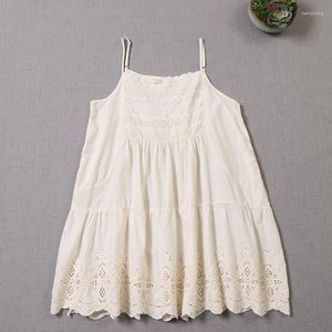 Casual Dresses 2023 Japanese Style Mori Girl Solid Color Slip Dress Spring Summer Cotton Spets Women Sleeveless